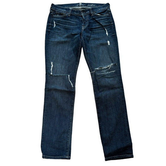 7 for all Mankind Josefina Jeans Women’s Size 26 Button Fly Denim Distressed - Picture 1 of 10